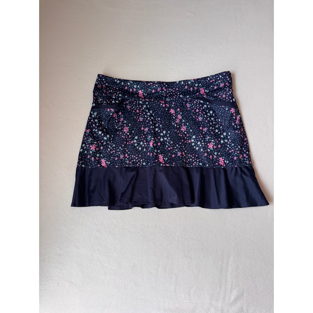 Callaway Women's XL Navy Floral Golf Skort Ruffle Hem Opti-Dri Athletic